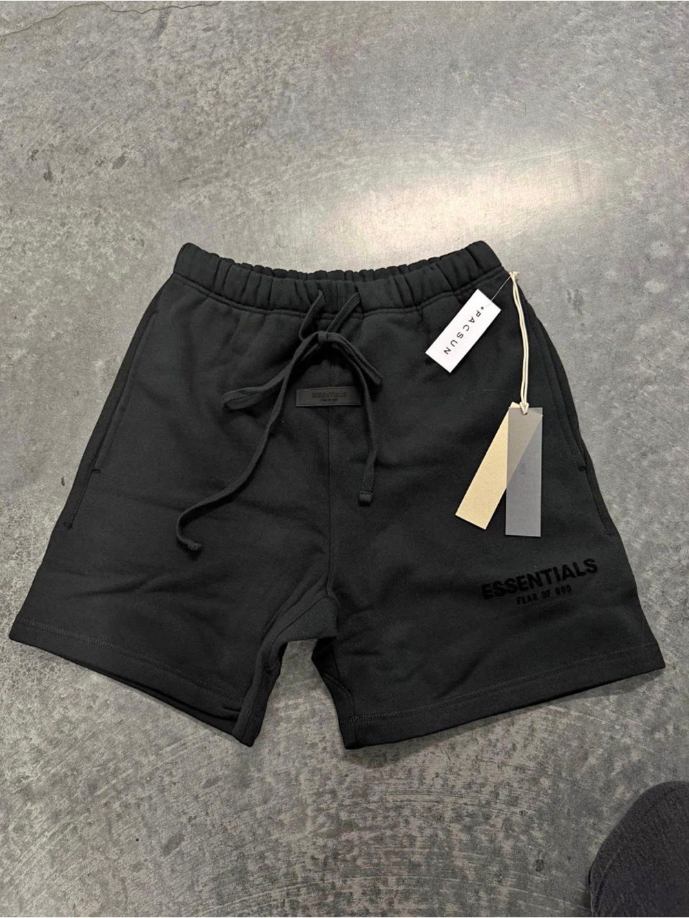 ESSENTIALS Black Oversized  Cotton Drawstring Shorts